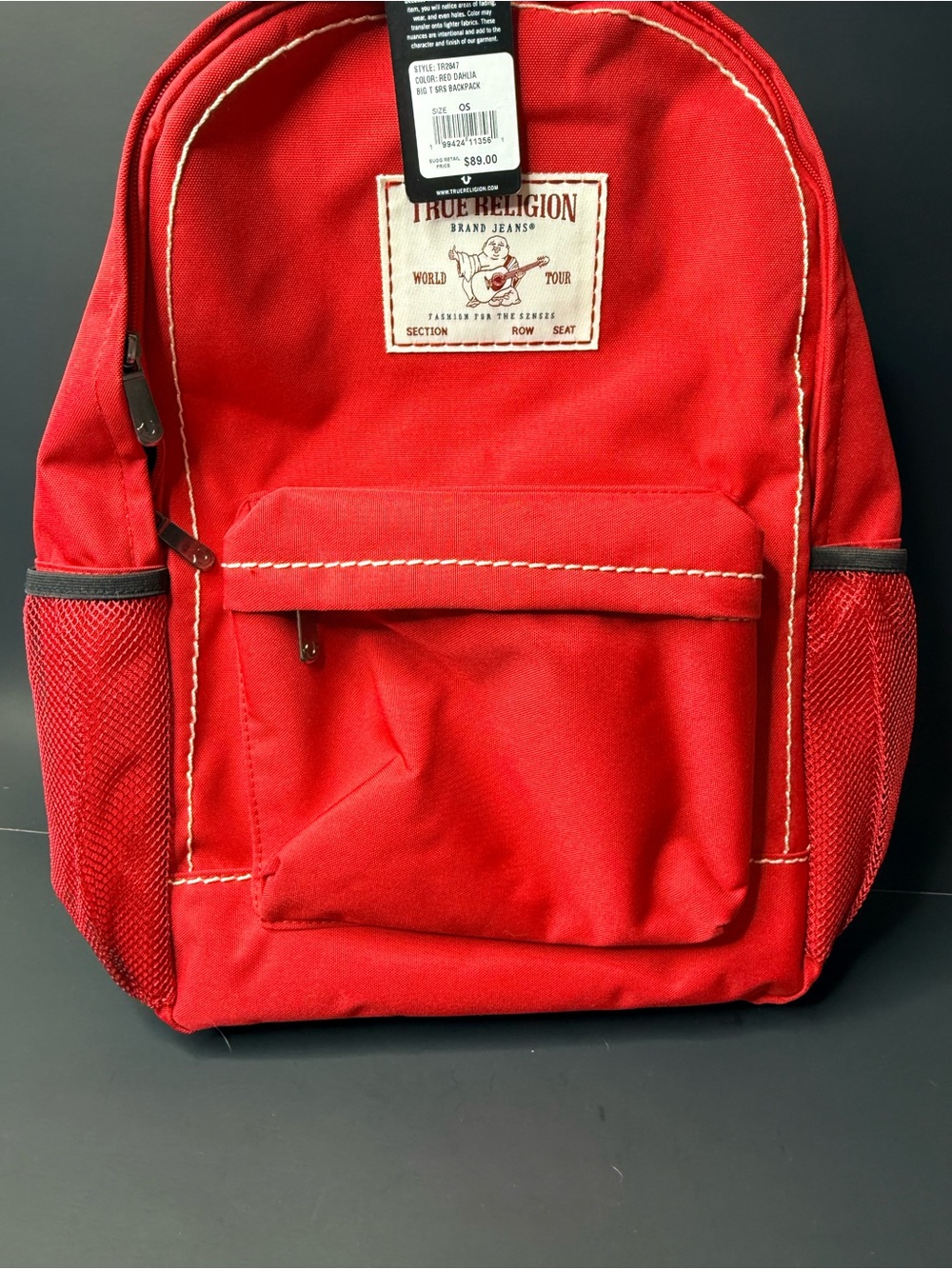 True Religion Big T SRS Backpack Red Dahlia NWT World Tour Distressed TR2847